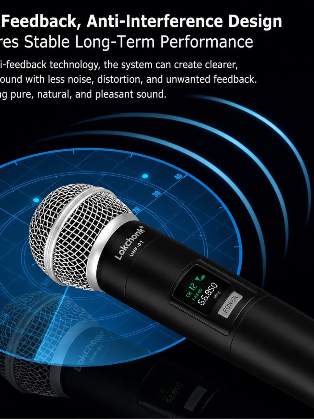 Lokchonk UHF-02 Wireless Karaoke Microphone System 2 Mics Tested Like New
